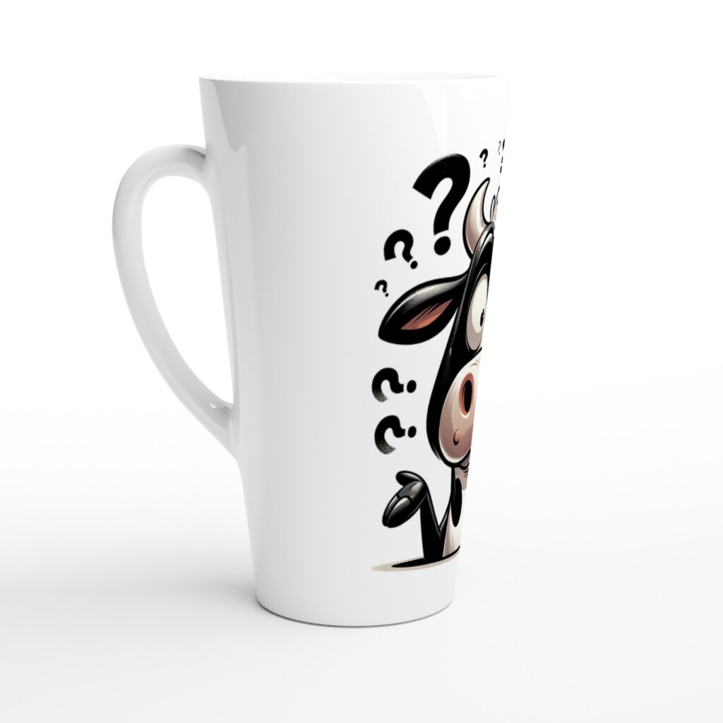 Questions cow design mug