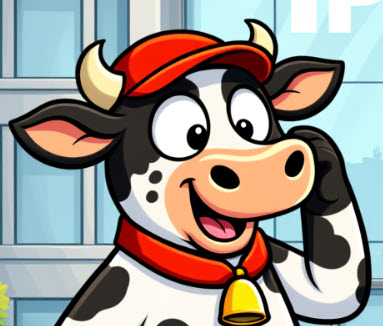 Bruce, the Holstein cow with the red cap