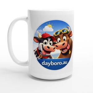 Two Happy Dayboro Cows, Ready for Summer (15oz Ceramic)