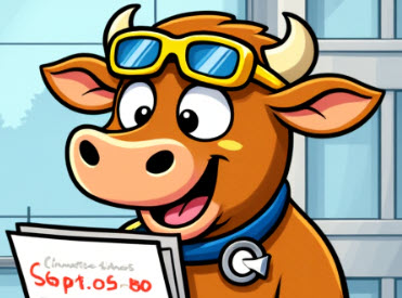 Wally, the Brown Swiss cow with goggles